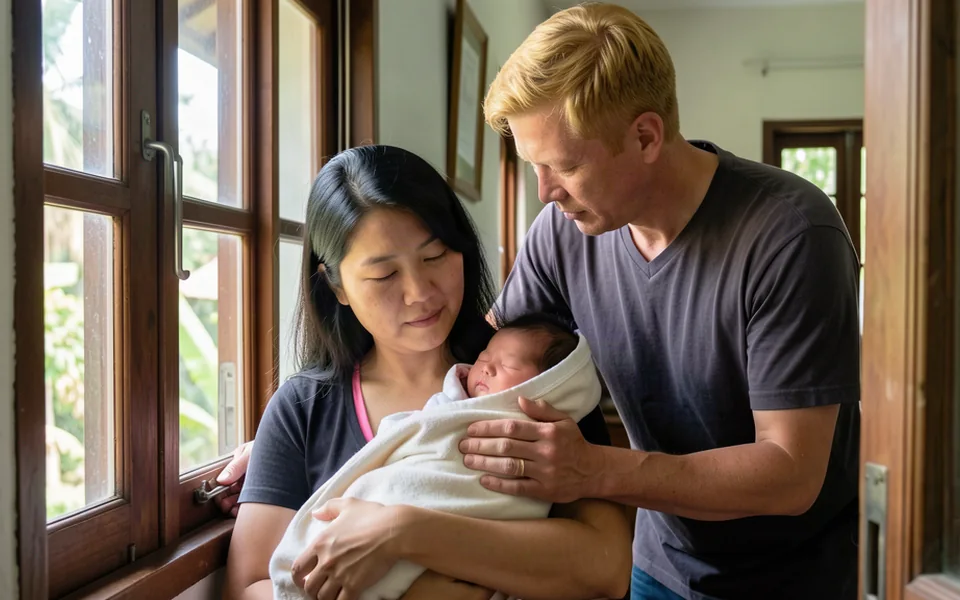 ภาพประกอบสมจริงสร้างด้วย AI: สถานการณ์สมมติเรื่อง ลูกเกิดในไทย พ่อหรือแม่เป็นต่างชาติ ต้องเก็บเอกสารอะไร
